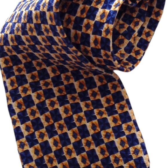 Alfani Necktie Blue Gold 100% Italian Silk Tie Men's Accessories - Picture 2 of 4
